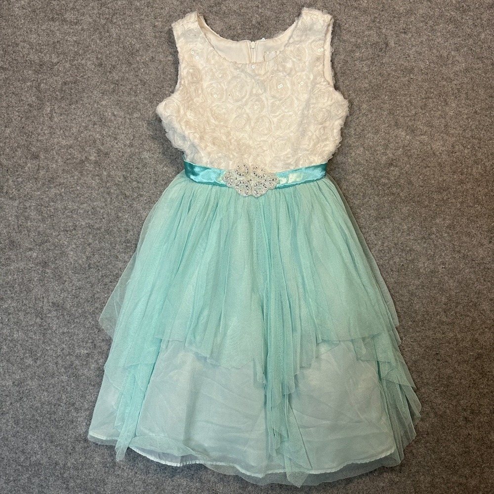 Emily Rose E481341 Party Dress 10 Mint Green Rosette Tulle Sequin